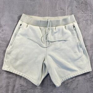 Adidas Basketball Shorts Unisex M Green Terry Zip Pockets Gym‎ Earthy Summer